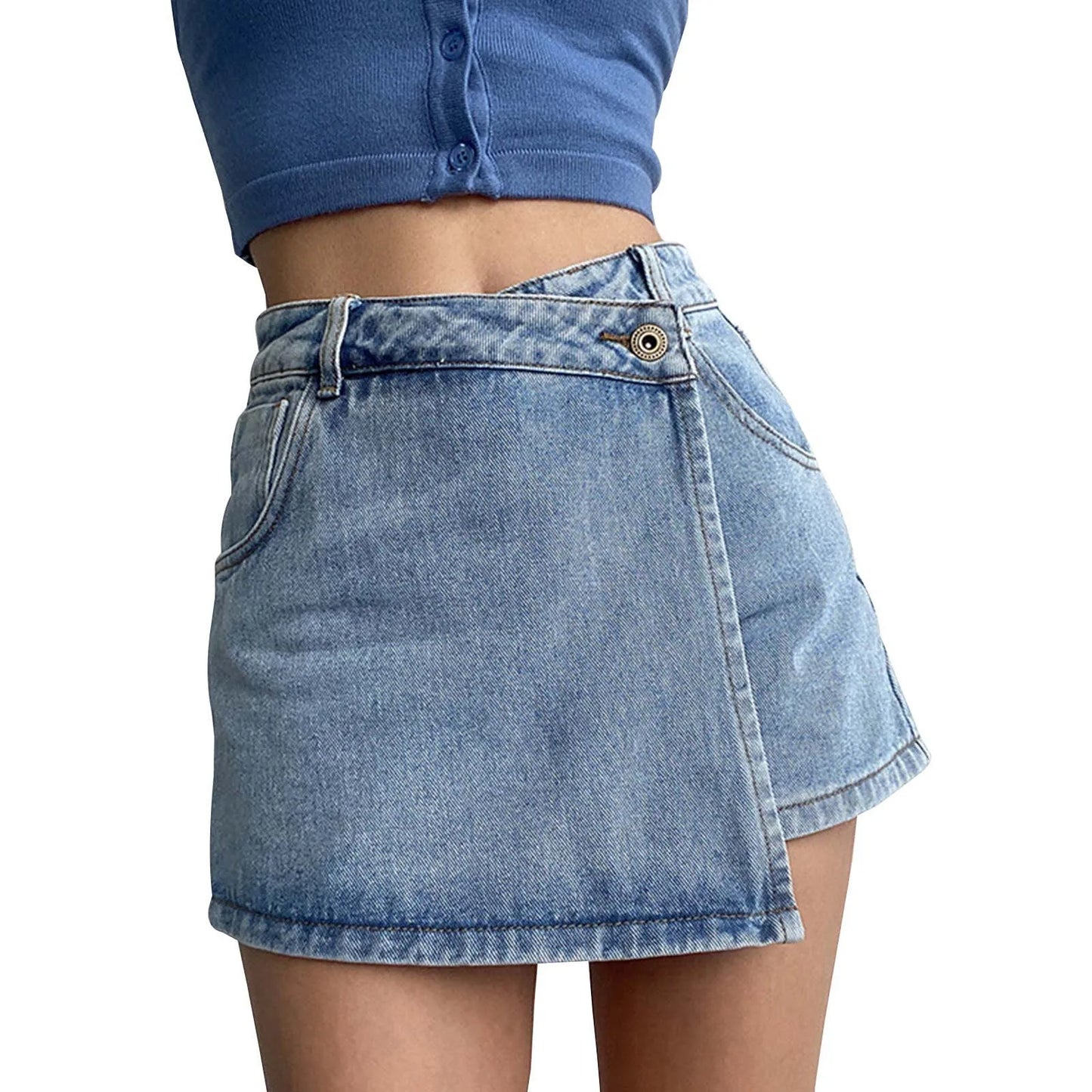 Wrapover Denim Skort